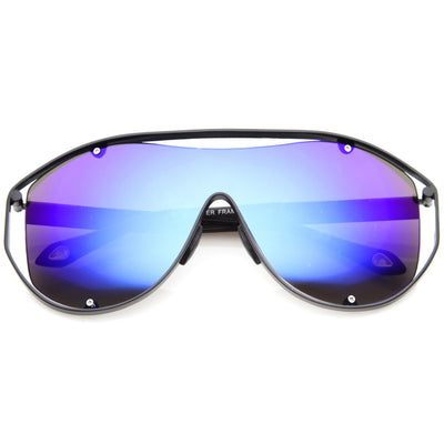 Retro Modern Mirrored Shield Lens Sunglasses A211