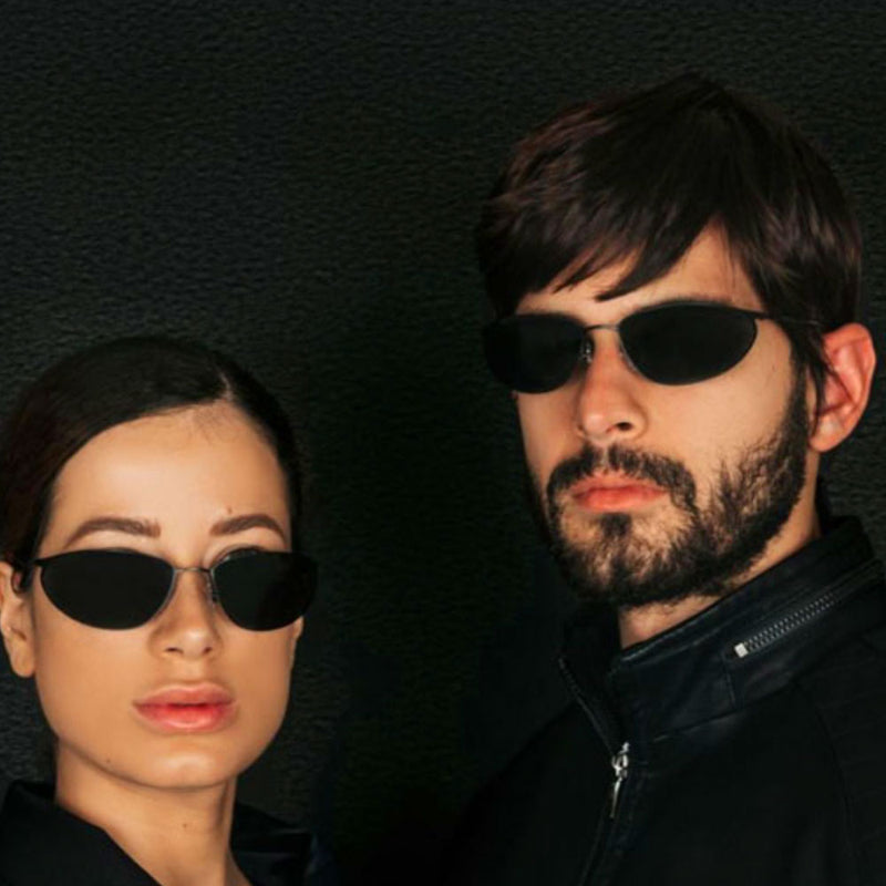 Gafas de sol de película Cyberpunk Story de alambre de metal premium 1206