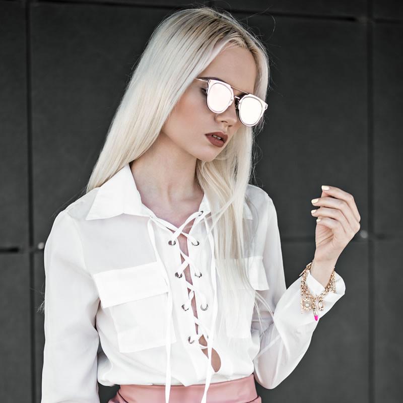 Minimal Wire Inner Rim Flat Color Mirror Lens Sunglasses A361