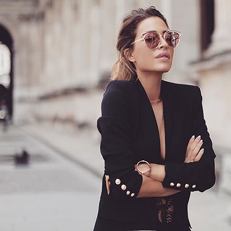 Women's Metal Laser Cut Mirrored Flat Lens Sunglasses A319