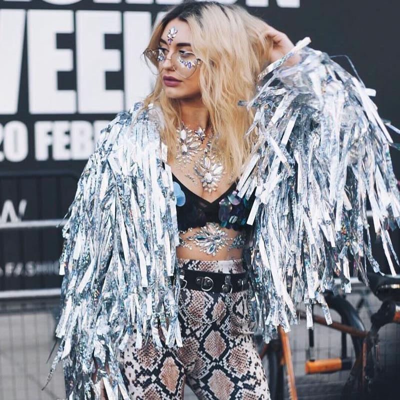 Gafas extragrandes con lentes transparentes en forma de corazón para festival para mujer C304