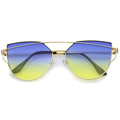 Women's Retro Modern Cross Bar Gradient Lens Sunglasses A952