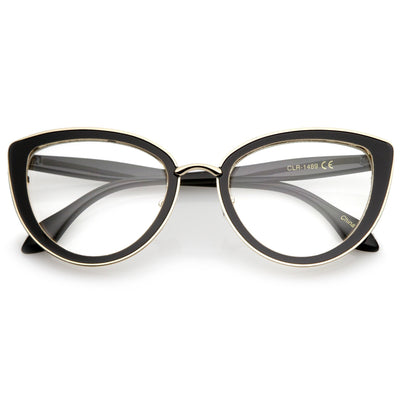 Women's High Temple Clear Lens Cat Eye Glasses C121