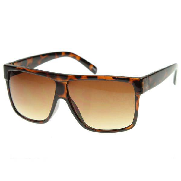 Gafas de sol retro para hombre con borde de cuernos y parte superior súper plana 8493