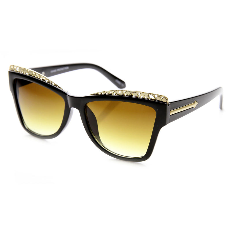 Gafas de sol de ojo de gato con corte de metal puntiagudo de moda para mujer 9603
