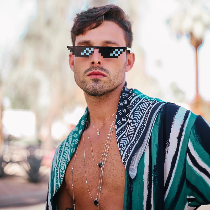 Novedad Thug Life Meme Deal With It Gafas de sol de dibujos animados de 8 bits C635