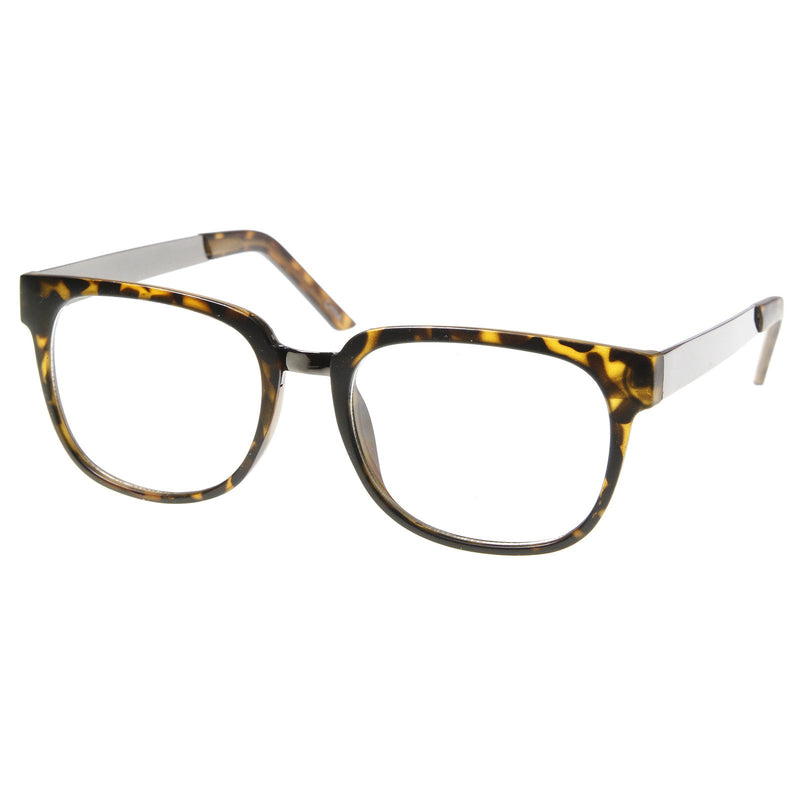 Gafas con lentes transparentes cuadradas de moda con brazo de metal premium 8630