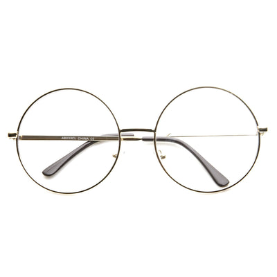 1920's Vintage Era Large Round Metal Clear Lens Glasses 8714