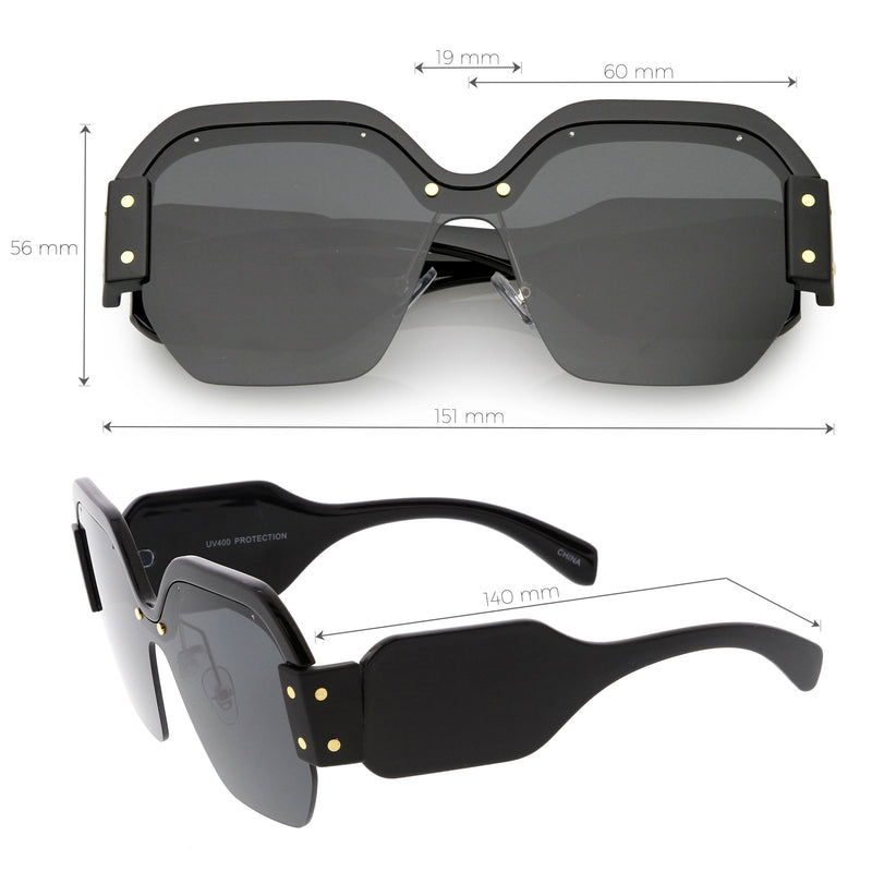 Gafas de sol geométricas extragrandes modernas retro para mujer C705