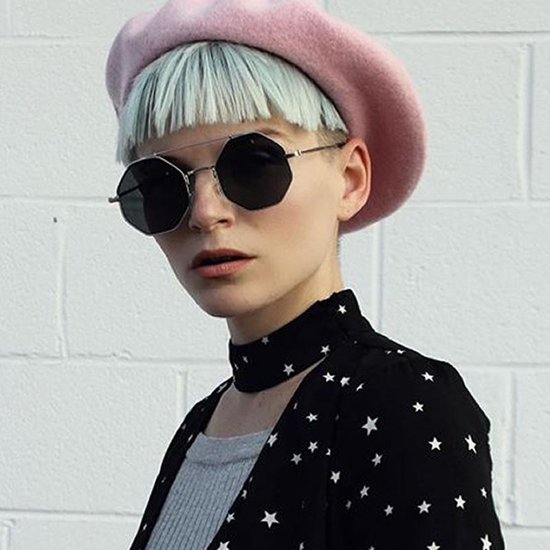 Gafas de sol con lentes planas octogonales geométricas retro C352