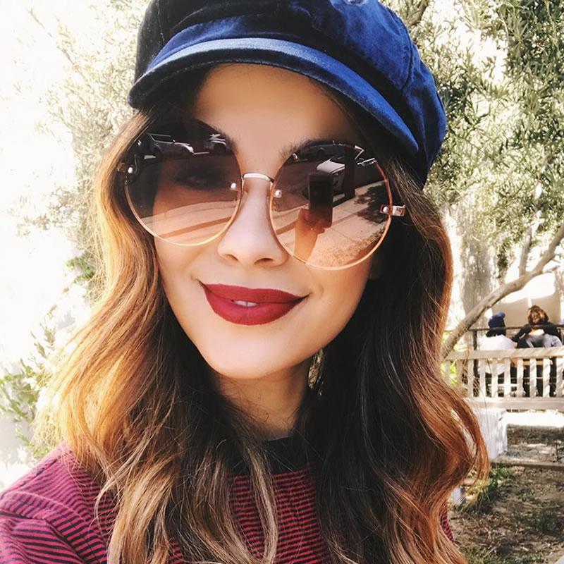 Gafas de sol retro de gran tamaño con lentes planas redondas para mujer A893