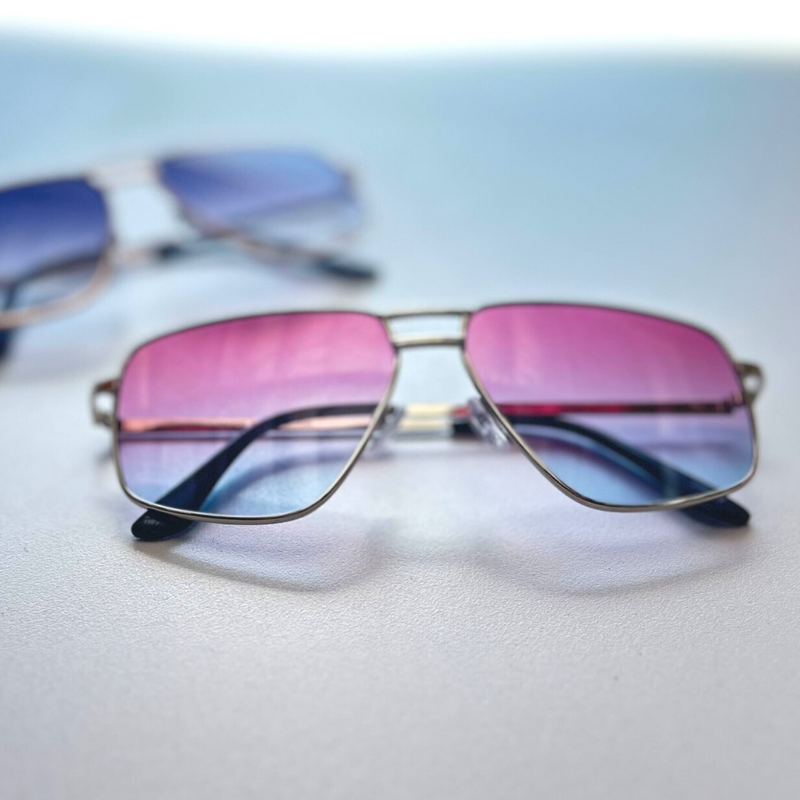 Elegantes gafas de sol de aviador cuadradas con lentes degradados de inspiración retro D316