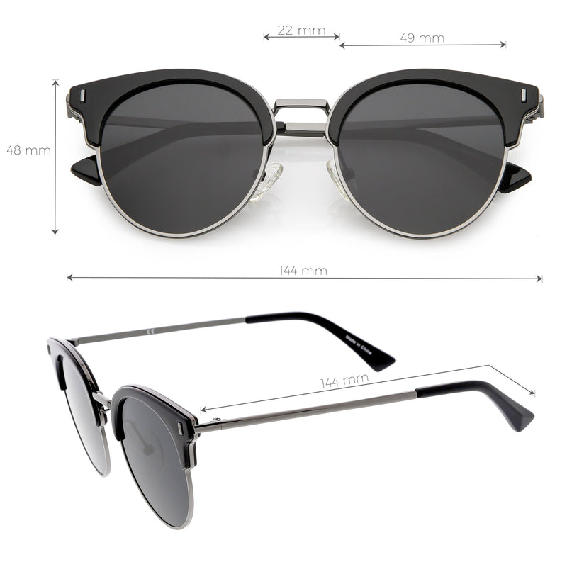 Gafas de sol polarizadas con borde redondo y media montura para mujer C828