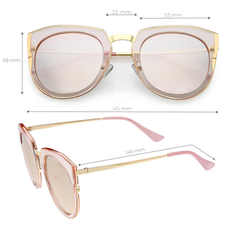 Gafas de sol polarizadas redondas con lentes espejadas tipo ojo de gato C823 para mujer