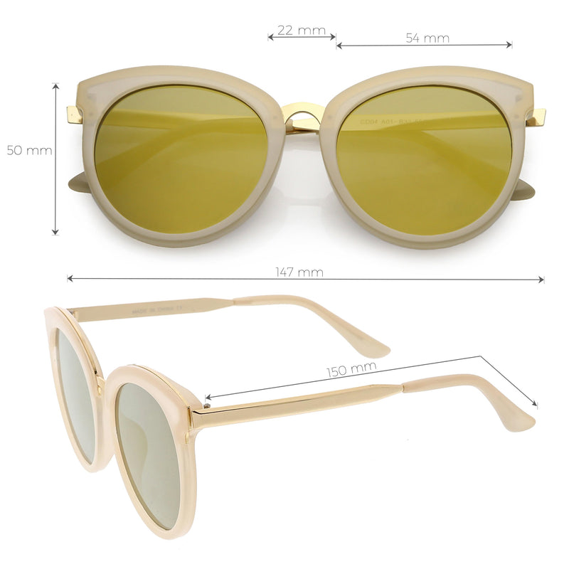 Gafas de sol con lentes planas espejadas y redondas de gran tamaño para mujer C842