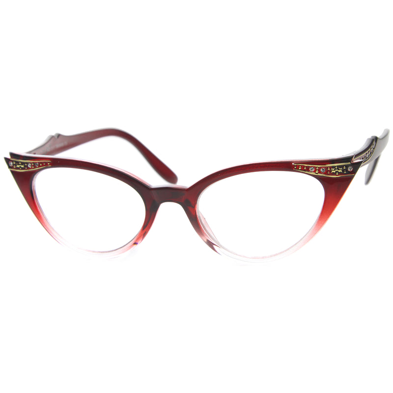 Vintage 1950 mujeres ojo de gato gafas de lente transparente 8783
