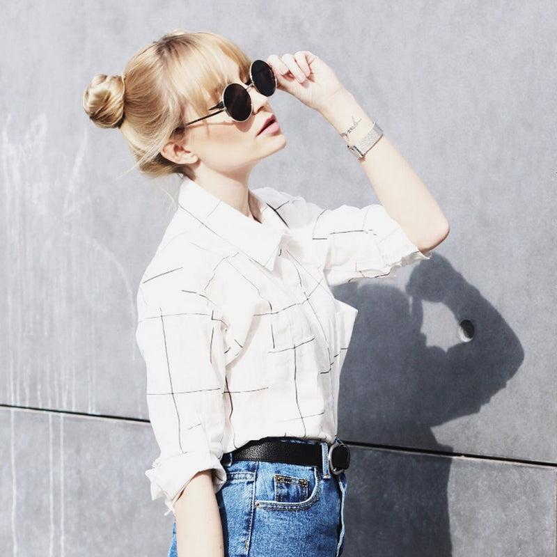 Gafas de sol de moda de metal redondas medianas de diseñador 8570