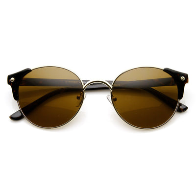 Steampunk Dapper Vintage Round Horned Rim Sunglasses