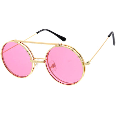 Steampunk Vintage Circle Round Flip Up Vintage Sunglasses 8793