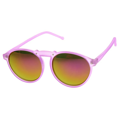 Trendy Retro Frosted Mirror Lens Round Sunglasses 8961