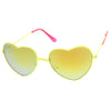 Women's Color Heart Shaped Metal Mirror Lens Sunglasses 9563