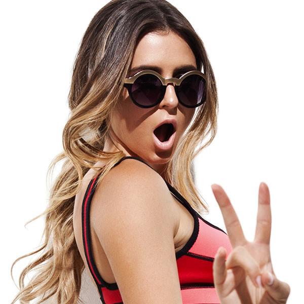 Women's Designer Two Tone Round Sunglasses 8606