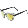 Modern Laser Mesh Cut Mirrored Lens Cat Eye Sunglasses A150