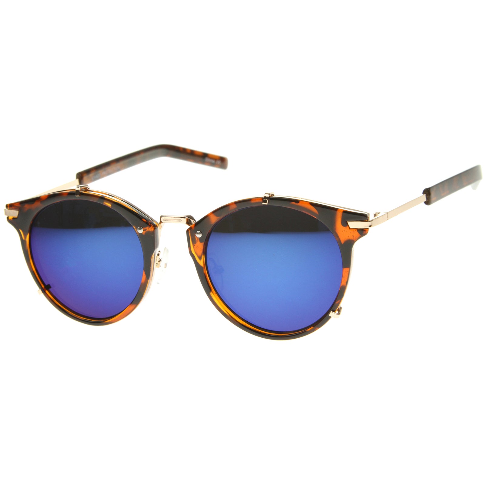 Retro Steampunk P3 Round Horned Rim Mirror Lens Sunglasses A240