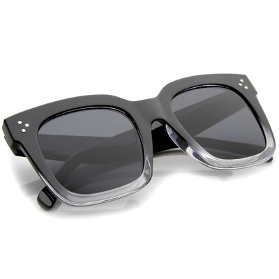 Bold Oversize Flat Mirror Lens Square Frame Horn Rimmed Sunglasses 50mm - A100