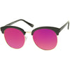 Women's Oversize Round Half Frame Flash Lens Sunglasses A388