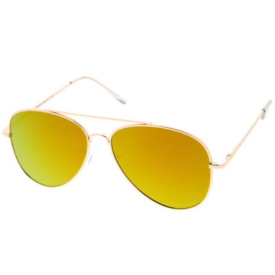 Large Flat Front Mirrored Lens Aviator Sunglasses A485