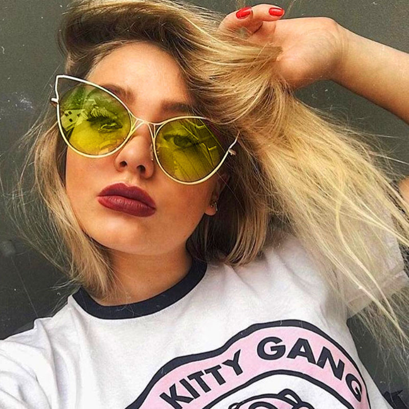 Gafas de sol de ojo de gato con lentes degradados de gran tamaño para mujer A943