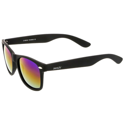 Flat Matte Black Mirrored Polarized Lens Horned Rim Sunglasses 8030