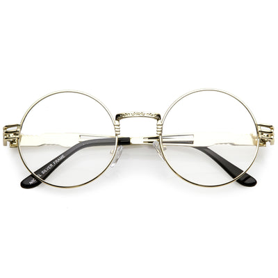 Retro Dapper Round Metal Clear Lens Glasses C300