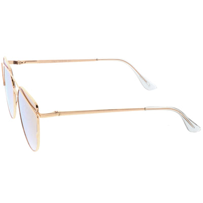 Premium Oversize Laser Cut Cat Eye Mirrored Flat Lens Sunglasses C358