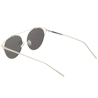 Retro Modern Round Wired Flat Lens Aviator Sunglasses C395