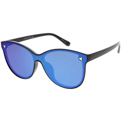 Retro Modern Horned Rim Colored Mirrored Lens Sunglasses C399
