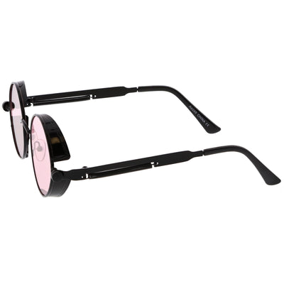 Retro Steampunk Colorful Round Flat Lens Sunglasses C442