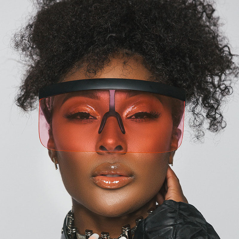 Visera de protección con escudo de color en tono de color retro de gran tamaño C452