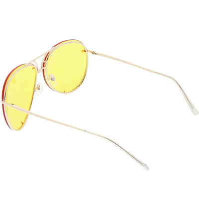 Retro Oversize 1970's Color Tinted Metal Aviator Sunglasses C467