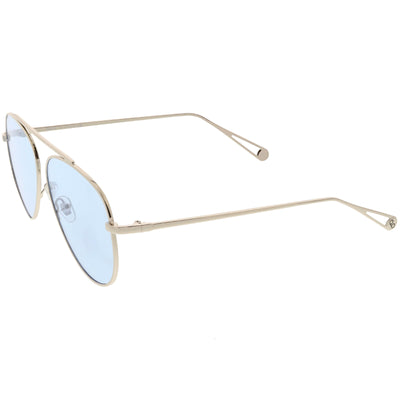 Premium Oversize Color Tone Flat Lens Metal Aviator Sunglasses C508