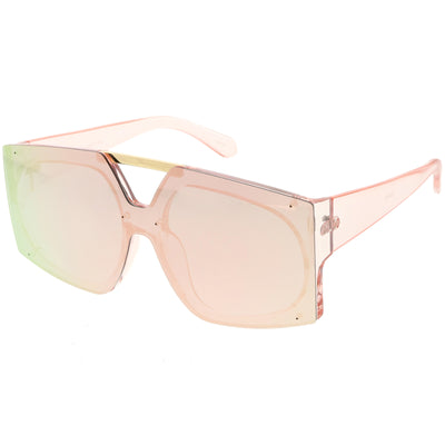 Retro Modern Geometric Oversize Mirrored Flat Lens Sunglasses C516