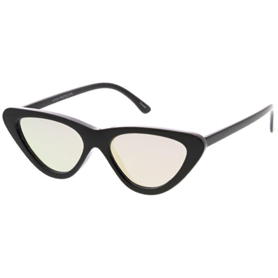 Womens Retro Narrow Flat Lens Cat Eye Sunglasses w/ Mirror Lens C521