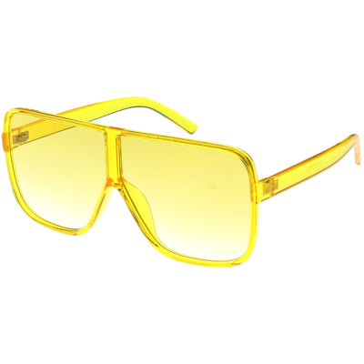 Oversize Festival Flat Top Translucent Color Tone Sunglasses C582