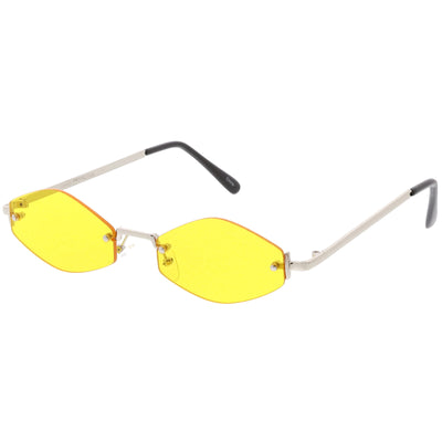 1990's Small Rimless Color Tone Geometric Hexagon Sunglasses C591