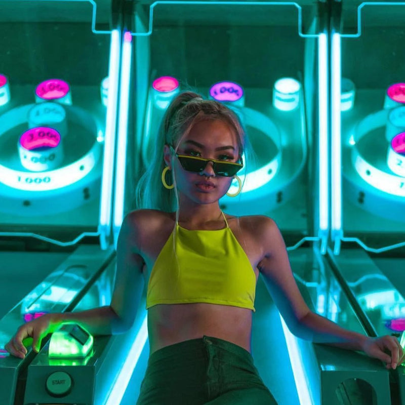 Gafas de sol retro estilo ojo de gato con parte superior plana de los años 90 C707