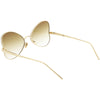 Women's Retro Oversize Metal Flat Lens Butterfly Sunglasses C833