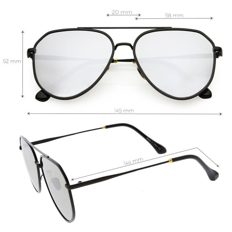 Gafas de sol de aviador con lentes planas espejadas modernas retro de gran tamaño C849
