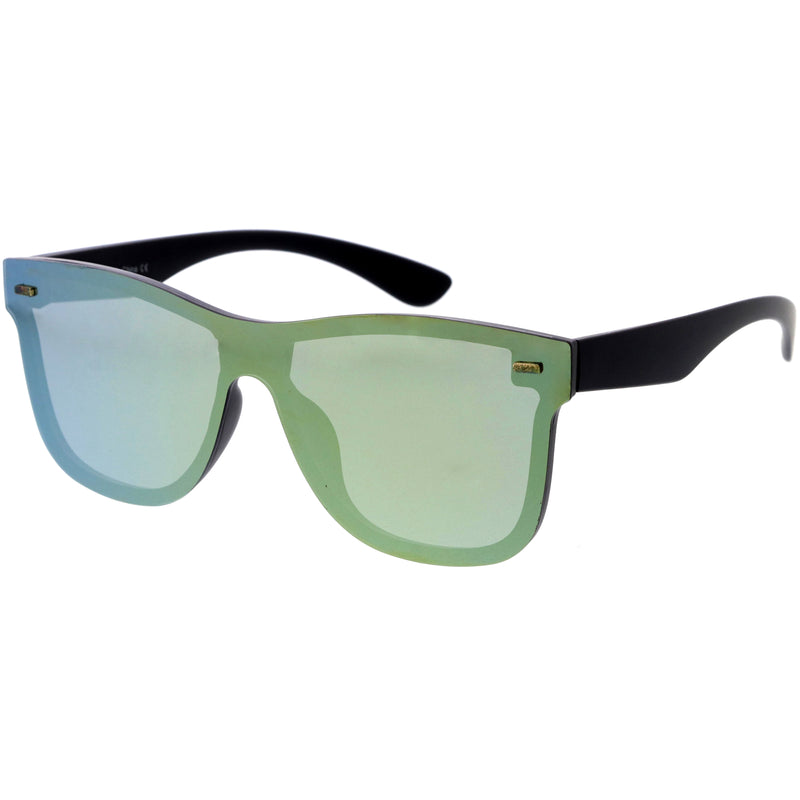 Gafas de sol retro modernas con borde de cuernos y lentes espejadas planas C869