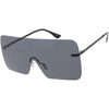Oversize Futuristic Rimless Flat Shield Lens Sunglasses C982